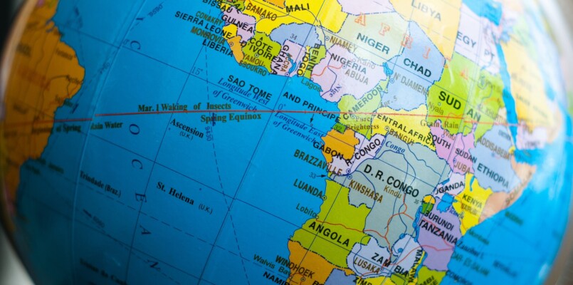Africa countries on the globe map.